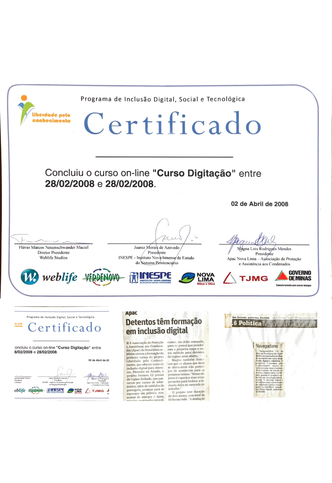 Curso de Digitação do Programa de Inclusão Digital